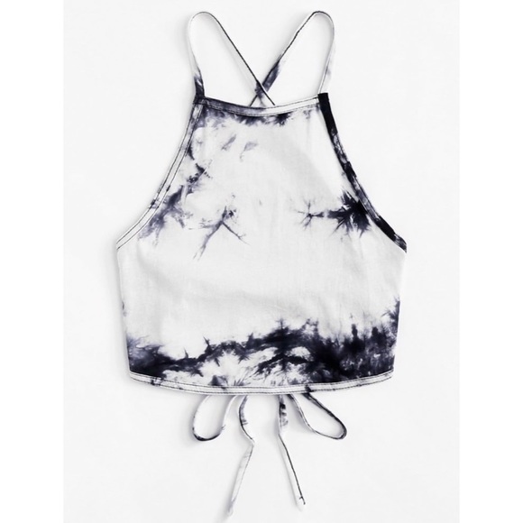 Marble Lace Up Halter Top - Picture 3 of 5